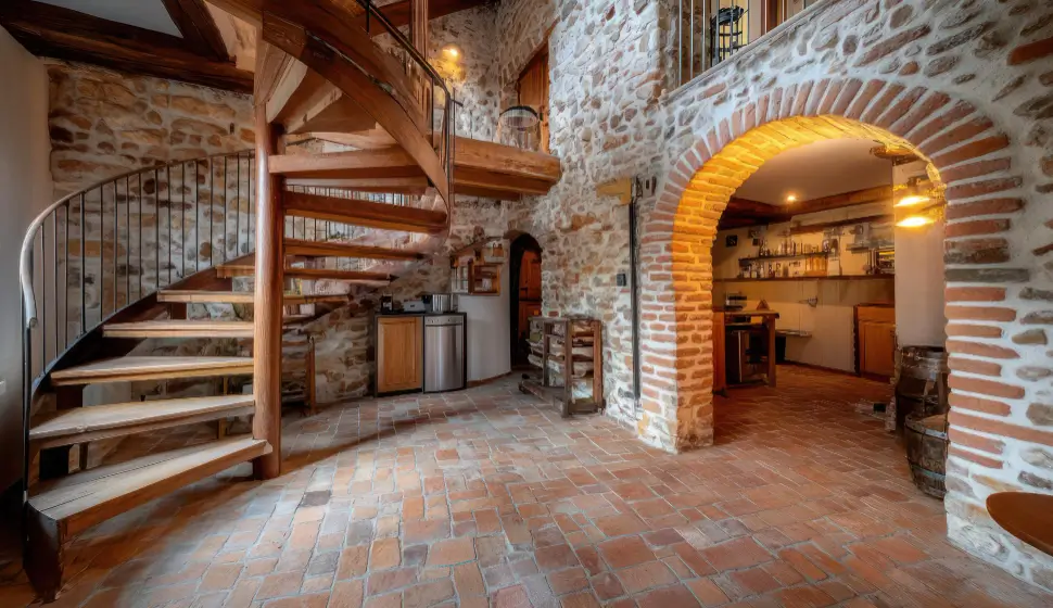 Basement Remodeling - Wood and Brick